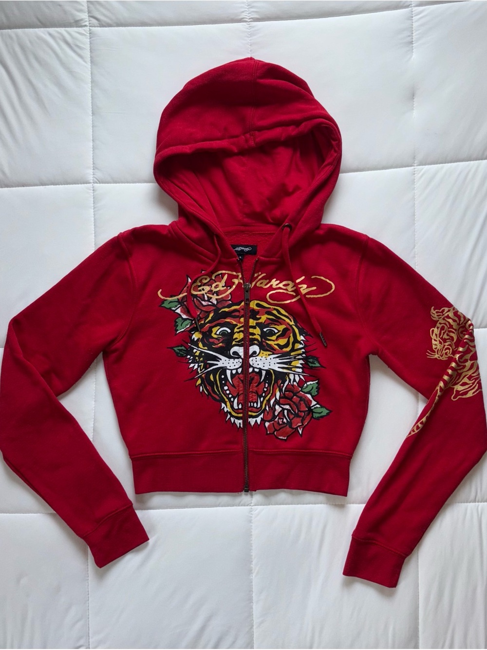 Ed Hardy Red Graphic Zip-Up Hoodie Jacket - Women